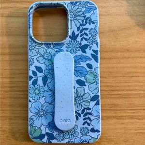Powder Blue Liberty Florals phone case with phone grip for iPhone 13 Pro